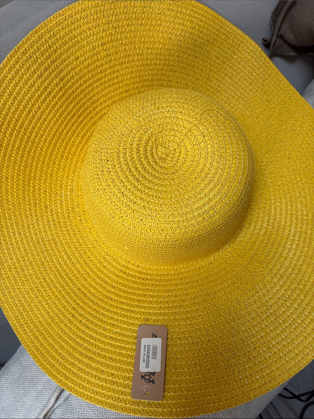 NWT Wide Brim Yellow Straw Raffia Hat M-L - Picture 5 of 5